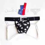 شورت مردانه فانتزی پشت باز 4 بند لامبادا XUBA ستاره دار طرح کمربند