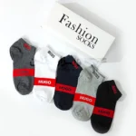 پک پرمیوم 5 تایی جوراب مچی مردانه HUGO BOSS اورجینال گلدوزی شده Premium