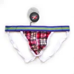 شورت مردانه فانتزی پشت باز 2 بند جاک استرپ XUBA چهارخونه پرچمی