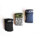 پک 3 تایی شورت مردانه باکسر بریف جک اند جونز JACK & JONES اورجینال وارداتی - طرح یک