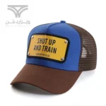 کلاه کپ (لبه دار) جان هتر John Hatter & CO مدل Shut up and train قهوه ای آبی پشت توری
