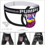 شورت مردانه جاک استرپ Jockstrap اورجینال برند پامپ Pump فانتزی پشت باز 2 بند طرح گرافیتی Graffiti