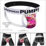 شورت مردانه جاک استرپ Jockstrap اورجینال برند پامپ Pump فانتزی پشت باز 2 بند طرح گرافیتی Graffiti