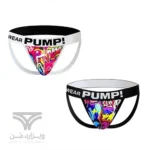 شورت مردانه جاک استرپ Jockstrap اورجینال برند پامپ Pump فانتزی پشت باز 2 بند طرح گرافیتی Graffiti