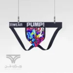 شورت مردانه جاک استرپ Jockstrap اورجینال برند پامپ Pump فانتزی پشت باز 2 بند طرح گرافیتی Graffiti