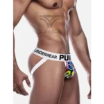 شورت مردانه جاک استرپ Jockstrap اورجینال برند پامپ Pump فانتزی پشت باز 2 بند طرح گرافیتی Graffiti
