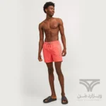 شلوارک سونایی و مایو مردانه اورجینال وارداتی برند Jack & Jones جک اند جونز آستردار صورتی گلبه ای