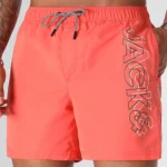شلوارک سونایی و مایو مردانه اورجینال وارداتی برند Jack & Jones جک اند جونز آستردار صورتی گلبه ای