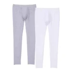 پک 2 تایی لگینگ مردانه کش پهن جذب UP2FASHION آلمان فلای دار فاق جادار سفید طوسی Extra Tight