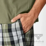 ست مردانه تیشرت و شلوارک راحتی لیورجی Livergy آلمان طرح زیتونی و چهارخونه