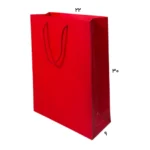 بگ هدیه سایز 30*22*9 گلاسه قرمز بنددار
