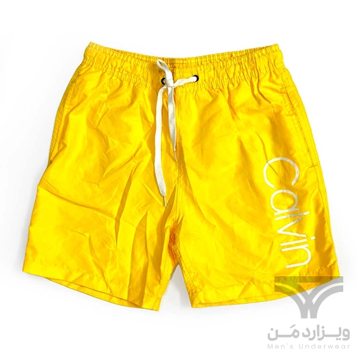 شلوارک سونایی و مایو مردانه اورجینال وارداتی برند Calvin Klein کلوین کلاین آستردار زرد