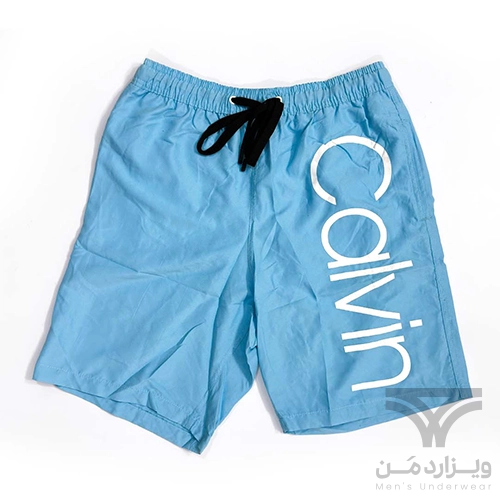 شلوارک سونایی و مایو مردانه اورجینال وارداتی برند Calvin Klein کلوین کلاین آستردار آبی روشن