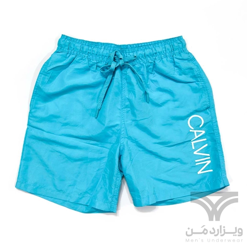 شلوارک سونایی و مایو مردانه اورجینال وارداتی برند Calvin Klein کلوین کلاین آستردار آبی فیروزه ای