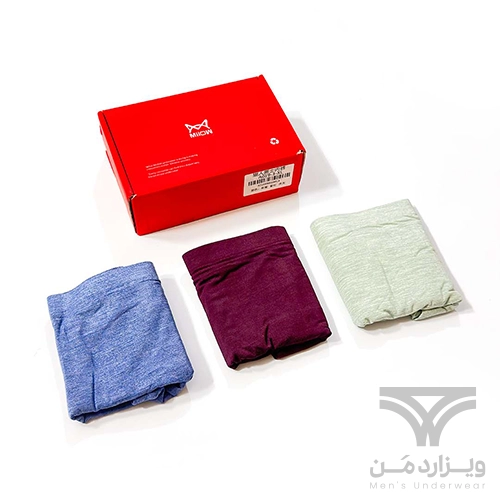 پک 3 تایی شورت مردانه پادار (باکسر بریف) اورجینال وارداتی برند میو Miiow بنفش سبز آبی