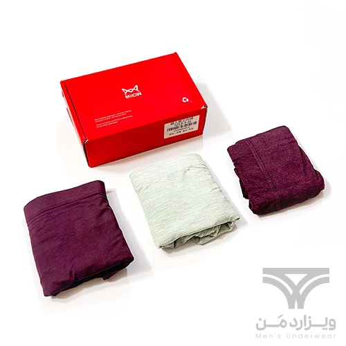 پک 3 تایی شورت مردانه پادار (باکسر بریف) اورجینال وارداتی برند میو Miiow بنفش سبز