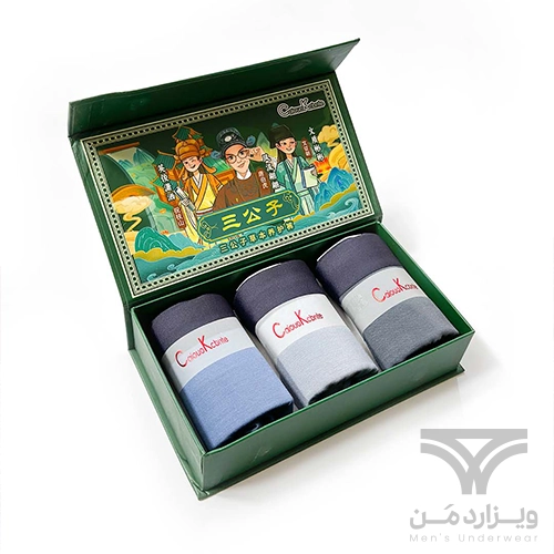 پک 3 تایی شورت رویال مردانه پادار (باکسر بریف) اورجینال وارداتی برند Caiouo Kcbnte هارد باکس مگنتی