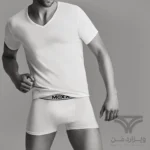 پک 2 تایی تیشرت مردانه اورجینال MEXX آلمان وارداتی یقه هفت سفید V-Neck