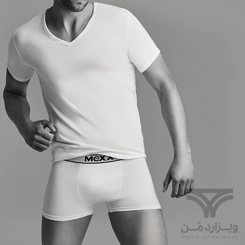 پک 2 تایی تیشرت مردانه اورجینال MEXX آلمان وارداتی یقه هفت سفید V-Neck