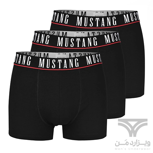 پک 3 تایی شورت مردانه پادار (باکسر بریف) اورجینال Mustang آلمان وارداتی مشکی