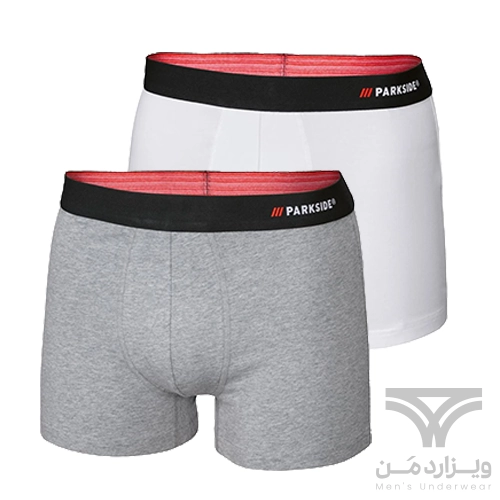 پک 2 تایی شورت مردانه پادار اورجینال Parkside پارکساید آلمان وارداتی سفید و طوسی