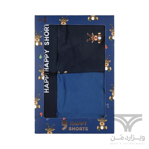 پک 2 تایی شورت مردانه پادار اورجینال هپی شورتس Happy Shorts آلمان وارداتی طرح گوزن کریسمس