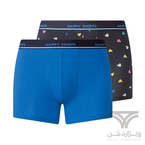پک 2 تایی شورت مردانه پادار اورجینال هپی شورتس Happy Shorts آلمان وارداتی طرح قلب کریسمس