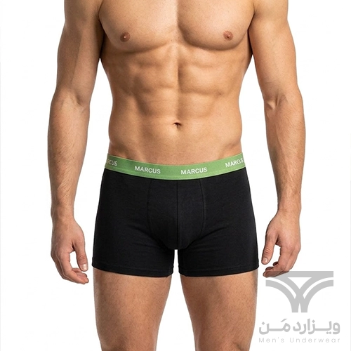 شورت مردانه پادار (باکسر بریف) اورجینال وارداتی برند Marcus مشکی کش سبز