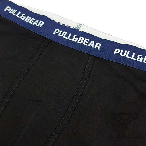 شورت مردانه باکسر بریف (پادار) اورجینال وارداتی پول اند بیر Pull&Bear مشکی کش سرمه ای black boxers with a logo waistband