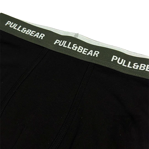 شورت مردانه باکسر بریف (پادار) اورجینال وارداتی پول اند بیر Pull&Bear مشکی کش سبز black boxers with a logo waistband