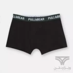 شورت مردانه باکسر بریف (پادار) اورجینال وارداتی پول اند بیر Pull&Bear مشکی کش سبز black boxers with a logo waistband