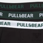 شورت مردانه باکسر بریف (پادار) اورجینال وارداتی پول اند بیر Pull&Bear مشکی کش سبز black boxers with a logo waistband