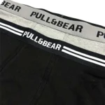 پک 2 تایی شورت مردانه باکسر بریف (پادار) اورجینال وارداتی پول اند بیر Pull&Bear مشکی و طوسی black and gray boxers with a logo waistband