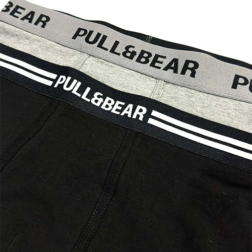 پک 2 تایی شورت مردانه باکسر بریف (پادار) اورجینال وارداتی پول اند بیر Pull&Bear مشکی و طوسی black and gray boxers with a logo waistband