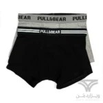 پک 2 تایی شورت مردانه باکسر بریف (پادار) اورجینال وارداتی پول اند بیر Pull&Bear مشکی و طوسی black and gray boxers with a logo waistband