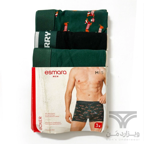 پک 3 تایی شورت مردانه پادار اورجینال Esmara Men (Livergy) آلمان وارداتی سبز و مشکی کریسمس