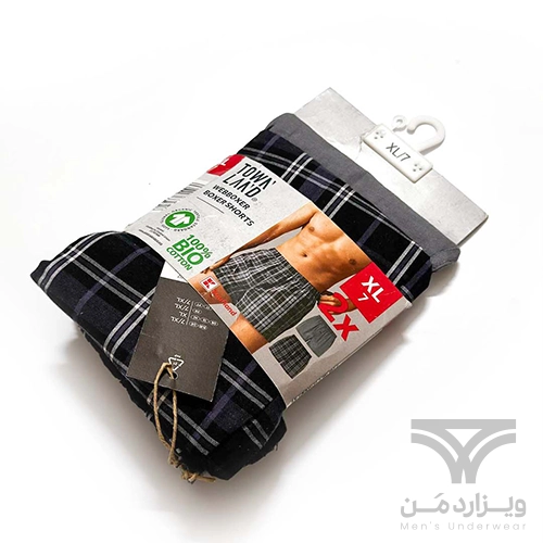 پک 2 تایی شورت مردانه پادار باکسر دکمه دار تون لند Town Land آلمان اورجینال وارداتی طوسی و چهارخونه