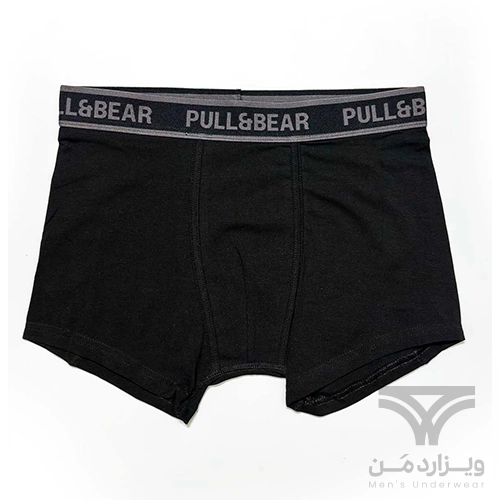 شورت مردانه باکسر بریف (پادار) اورجینال وارداتی پول اند بیر Pull&Bear مشکی کش طوسی black boxers with a logo waistband