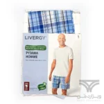 ست مردانه تیشرت و شلوارک راحتی اورجینال لیورجی Livergy آلمان وارداتی طرح چهارخونه آبی سفید