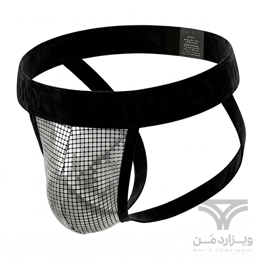 شورت مردانه فانتزی جاک استرپ Jockstrap اورجینال وارداتی برند Tommy dooyao بکلس دیسکویی سیلور