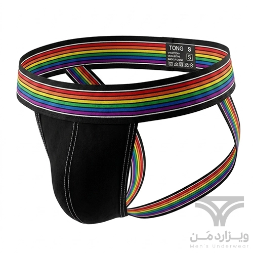 شورت مردانه فانتزی جاک استرپ Jockstrap اورجینال وارداتی برند Tommy dooyao بکلس رنگین کمانی