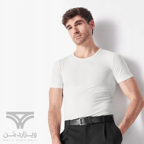 زیرپوش نیم آستین | تیشرت مردانه جاذب رطوبت یقه گرد سفید اورجینال وارداتی برند اسمارا من (Livergy) Esmara Men آلمان