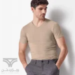 زیرپوش نیم آستین | تیشرت مردانه جاذب رطوبت یقه هفت کرم اورجینال وارداتی برند اسمارا من (Livergy) Esmara Men آلمان