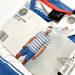 ست مردانه راحتی اورجینال وارداتی برند آلدی Aldi آلمان UP2 راه راه سفید آبی گلبه ای | تیشرت + شلوارک