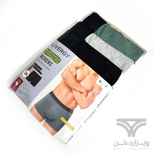 پک 3 تایی شورت مردانه پادار اورجینال لیورجی Livergy آلمان وارداتی مشکی طوسی سبز