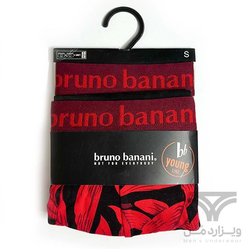 پک 2 تایی شورت مردانه باکسر بریف Bruno Banani آلمان اورجینال وارداتی طرح برگ قرمز زرشکی