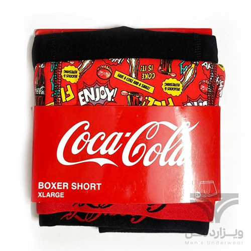پک 2 تایی شورت مردانه باکسر بریف Coca Cola کوکا کولا آلمان اورجینال وارداتی طرح نوشابه قرمز مشکی