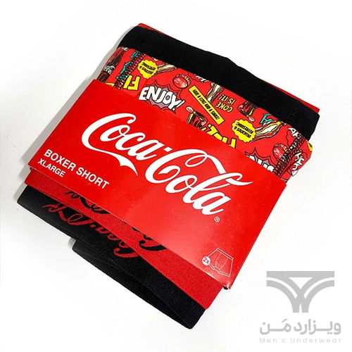 پک 2 تایی شورت مردانه باکسر بریف Coca Cola کوکا کولا آلمان اورجینال وارداتی طرح نوشابه قرمز مشکی