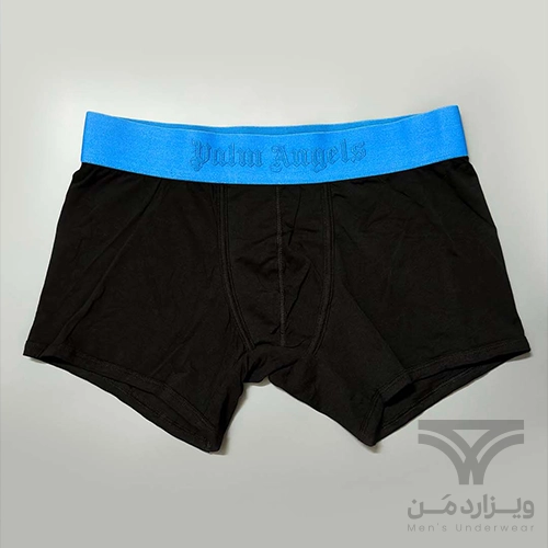 شورت مردانه باکسر بریف اورجینال وارداتی برند Palm Angels مشکی کش 5 سانتی آبی