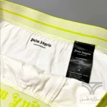 شورت مردانه باکسر بریف اورجینال وارداتی برند Palm Angels سفید کش سبز فسفری 4 سانتی